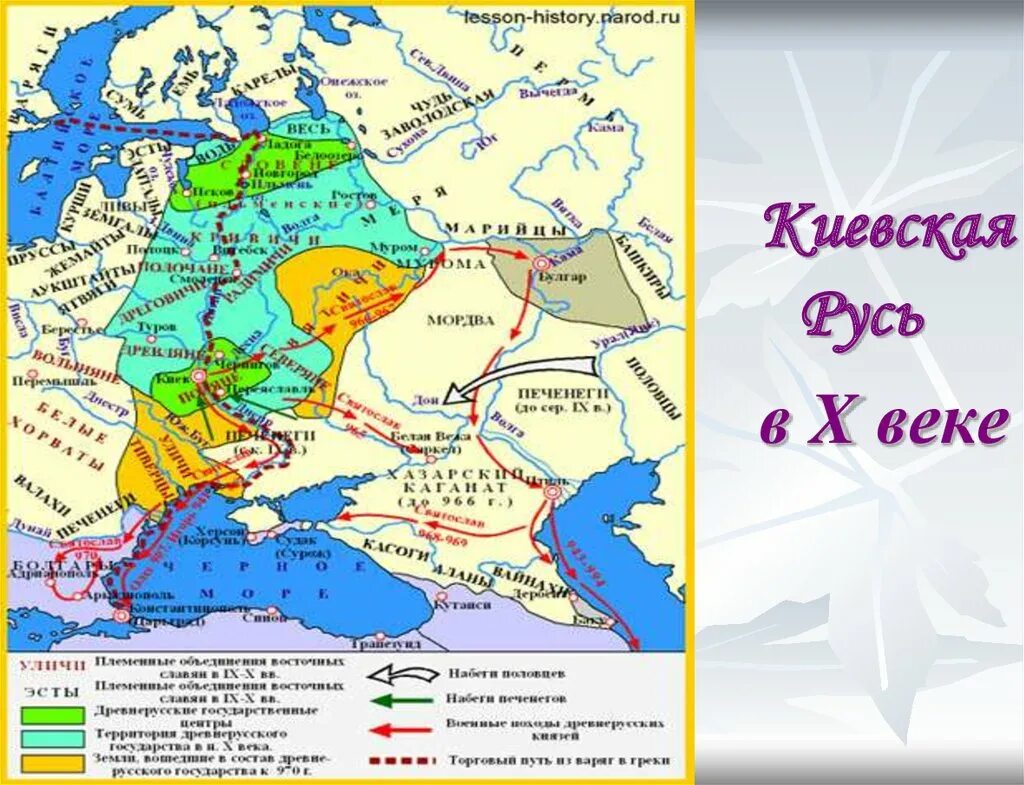 Карта древнерусского государства 10 век