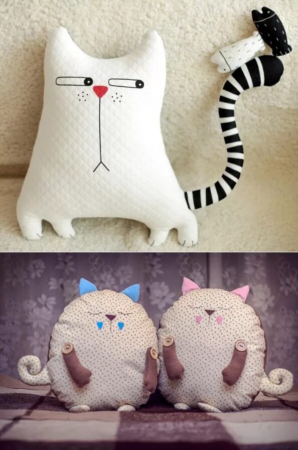 Простая игрушка своими руками из ткани. Кот-подушка. котики из ткани. игрушки для подушки. сшить игрушку.