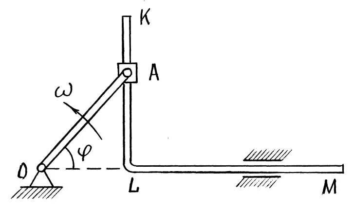 Кривошип оа вращается с угловой скоростью. Кривошип оа вращается с угловой скоростью. Кривошип оа вращается с угловой скоростью. Кривошип оа вращается с угловой скоростью. Определить угловое ускорение шатуна.