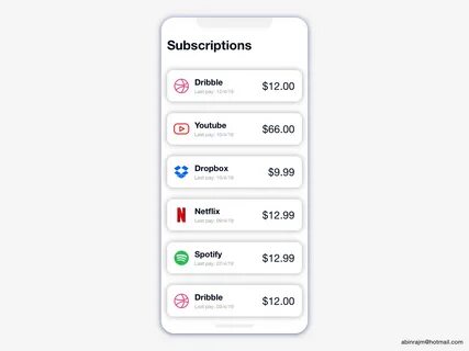 My Subscriptions by Abin Raj M ™ on Dribbble