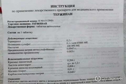 Таблетки тержинан инструкция по применению в гинекологии