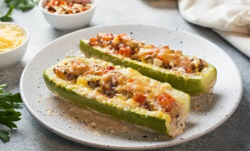 Кабачки, фаршированные фаршем, запеченные в духовке: рецепт с фото Recipe in 202