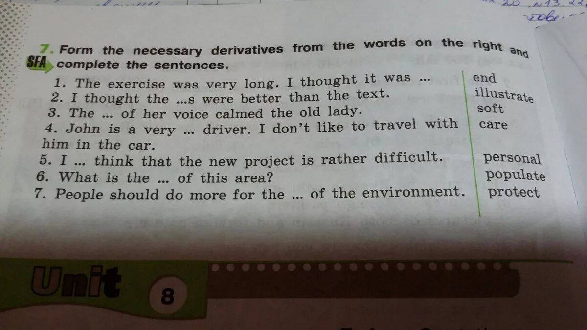 Choose the necessary word. Complete the sentences with the derivatives of the Words on the right 6 класс. Form the necessary derivatives from the Words on the right and complete the sentences. 34 Complete the sentences with the derivatives of the Words on the right.. From the necessary derivatives from the Words on the right and complete the sentences.