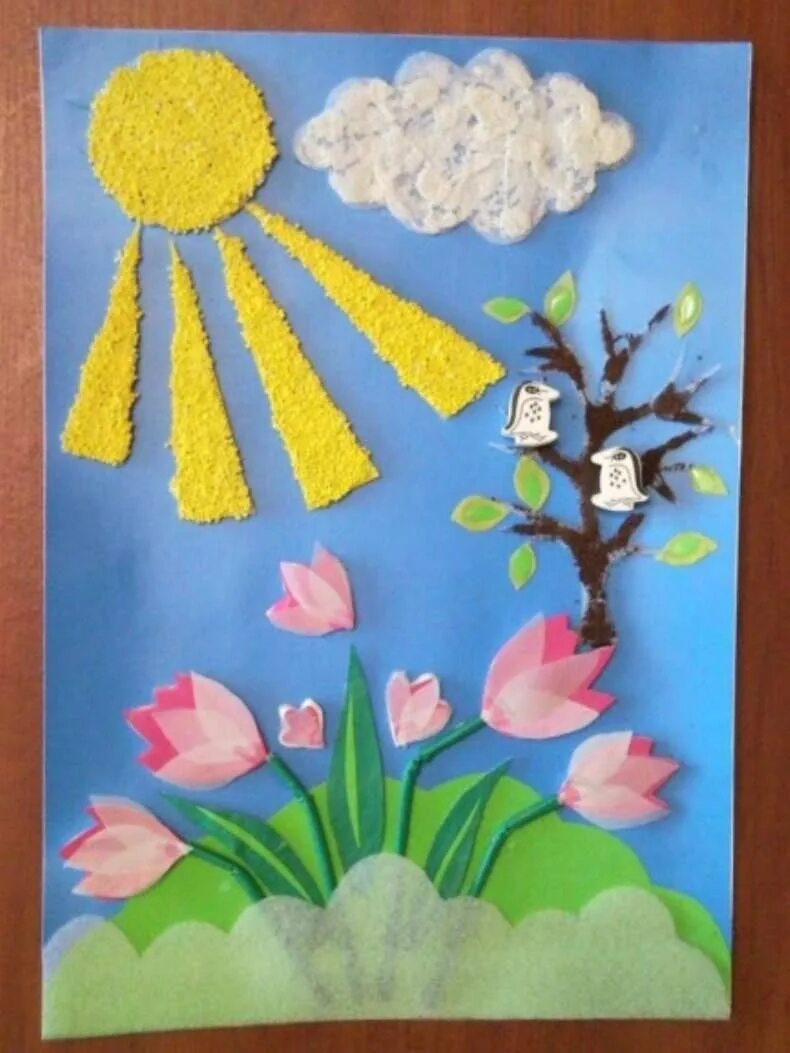 Весенние детские работы. Коллективная работа весна. Поделки на весеннюю тему. Весенняя аппликация в подготовительной группе. Аппликация на весеннюю тематику.