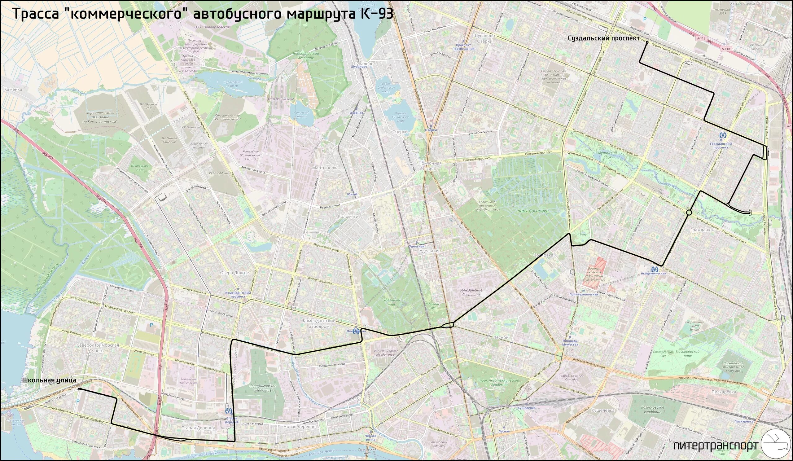 Спб маршрут 123 автобуса на карте остановки. Маршруты автобусов по Суздальскому проспекту. 93 Маршрутка СПБ маршрут на карте. Липовая аллея Мурино. Автобус 134а маршрут на карте СПБ.