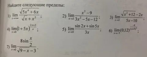 Пределы функции lim x 2