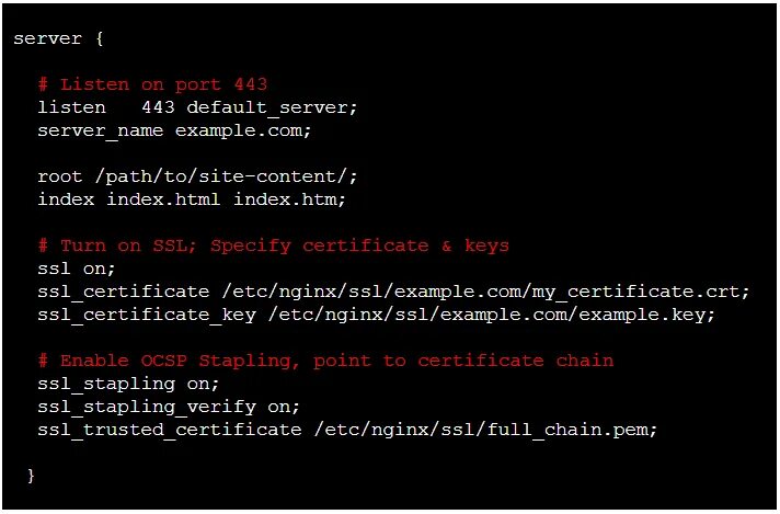 OCSP setting. Nginx sites enabled