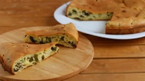 Заливной пирог с сыром и зеленью