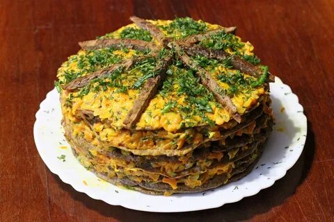 Пирог из печени слоями