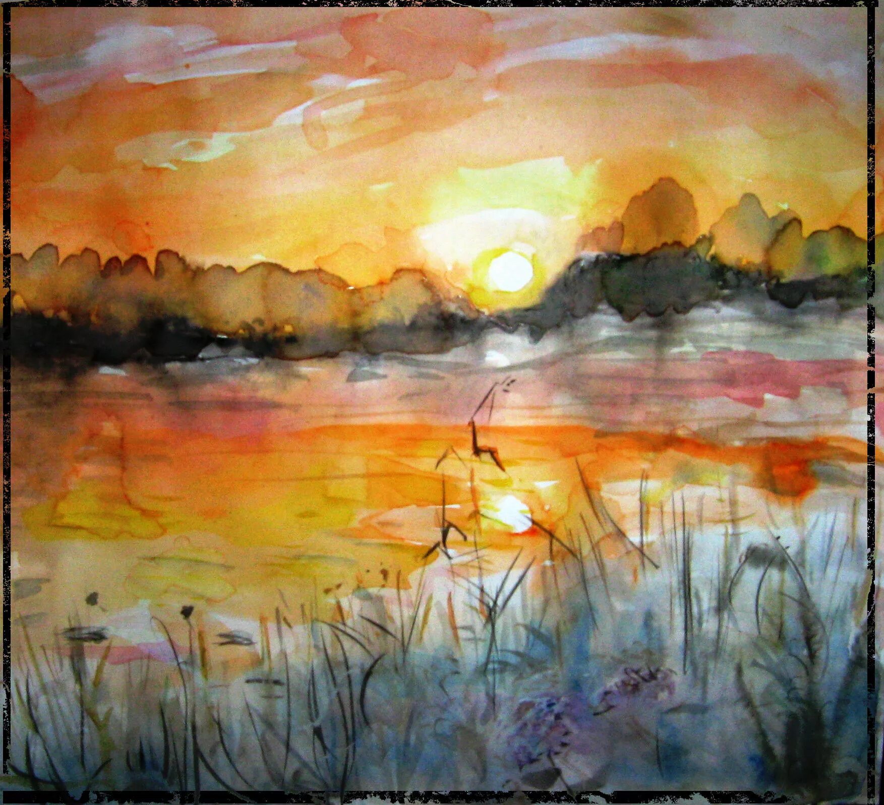 Картина закат. Рассвет акварелью. Закат акварелью. Закат на море акварелью. Закат акварельными красками.