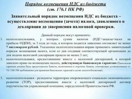 Срок возмещения ндс в заявительном порядке