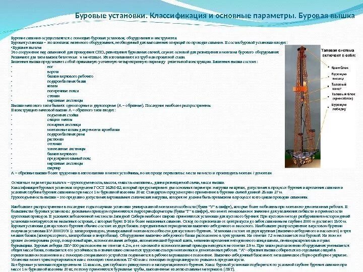 Параметры класса буровой установки. Классификация и параметры буровых установок. Классификация бурильных установок. Классификация буровых вышек. Описание буровой