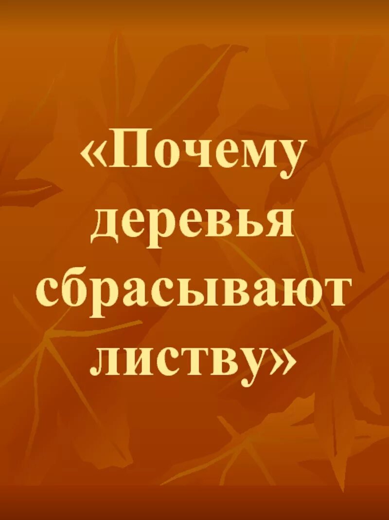 Зачем листва опадает. Зачем листва опадает