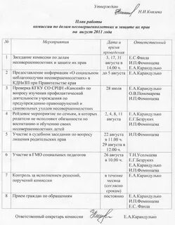 План работы межведомственной комиссии