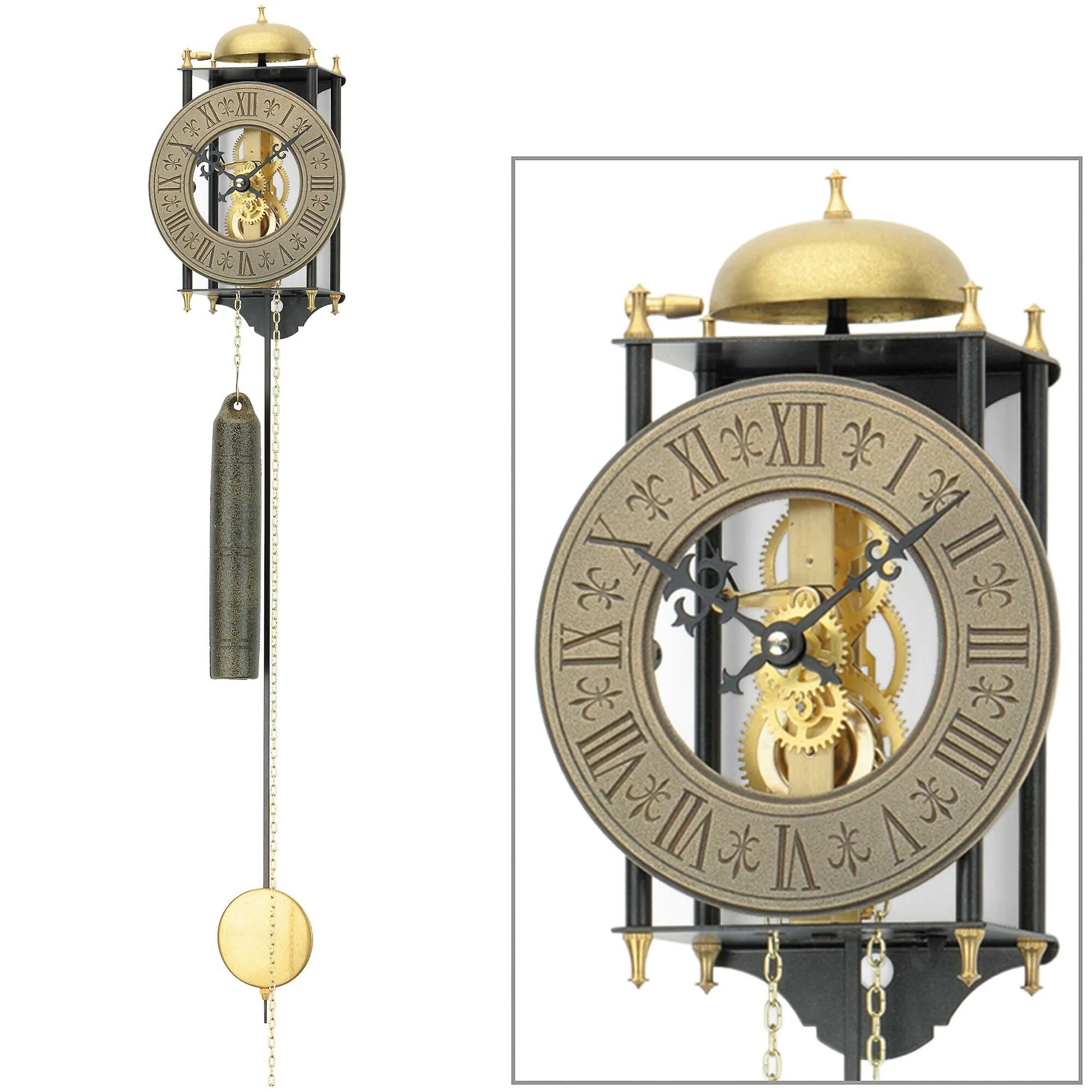 Часы настенные с маятником и гирями AMS 301. Часы 'скелетон' с маятником Hermle 70992-030711. Часы Гюйгенса с маятником.