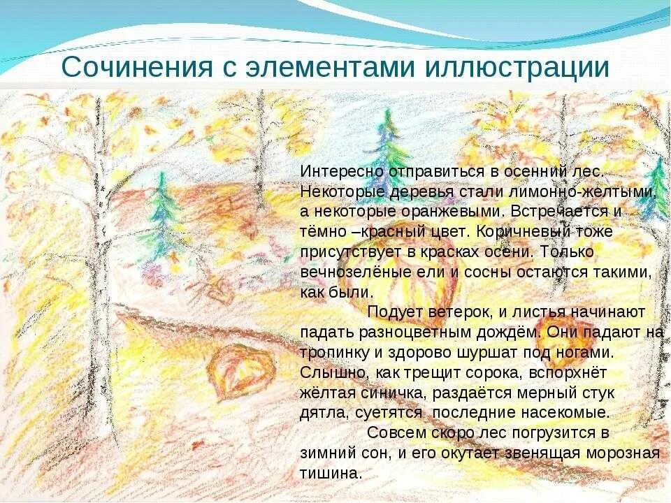 Проект 3 класс чтение время года. Лес осенью сочинение. Осенний лес сочинение. Красивые описания природы осени. Сочинение на тему лес осенью.