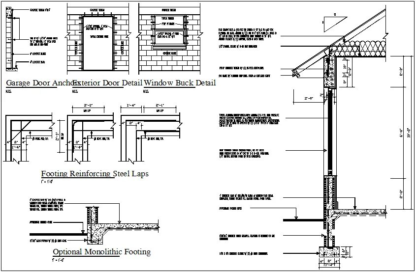 Garage Door Generator v1.0. Door Opening detail. Typical Wall reinforcement drawing. Local detail