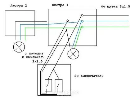 Подключение люстры на три выключателя