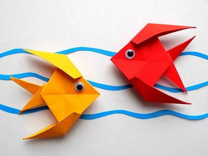 Рыбка из бумаги. Оригами рыбка. Поделка рыба из бумаги. Рыбка из цветной бумаги.