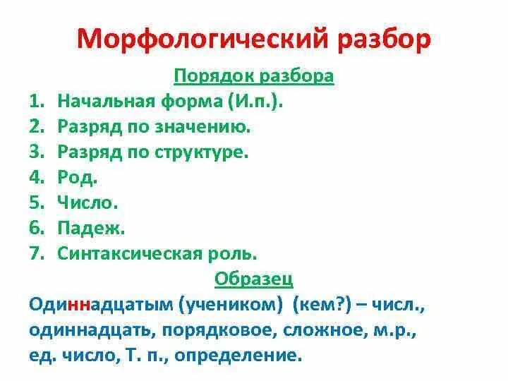 Н п в морфологическом разборе. Морфологический разбор числительного порядкового числительного. Порядок морфологического разбора числительное. Порядок морфологического разбора числительного 6 класс. Морфологический разбор порядкового числительного примеры.