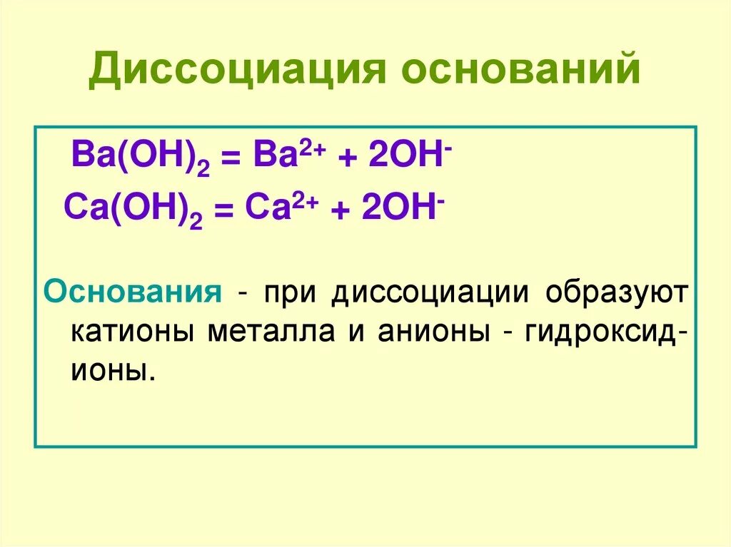 Диссоциация оснований примеры. Уравнение диссоциации оснований. Основания при диссоциации образуют. Диссоциация CA. Диссоциация раствора гидроксида натрия