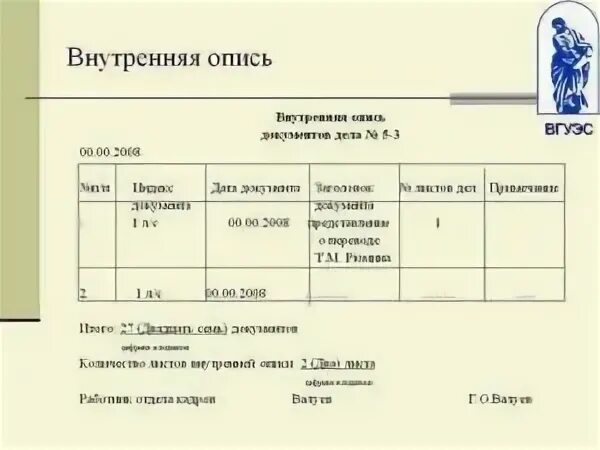 Опись фонда 203