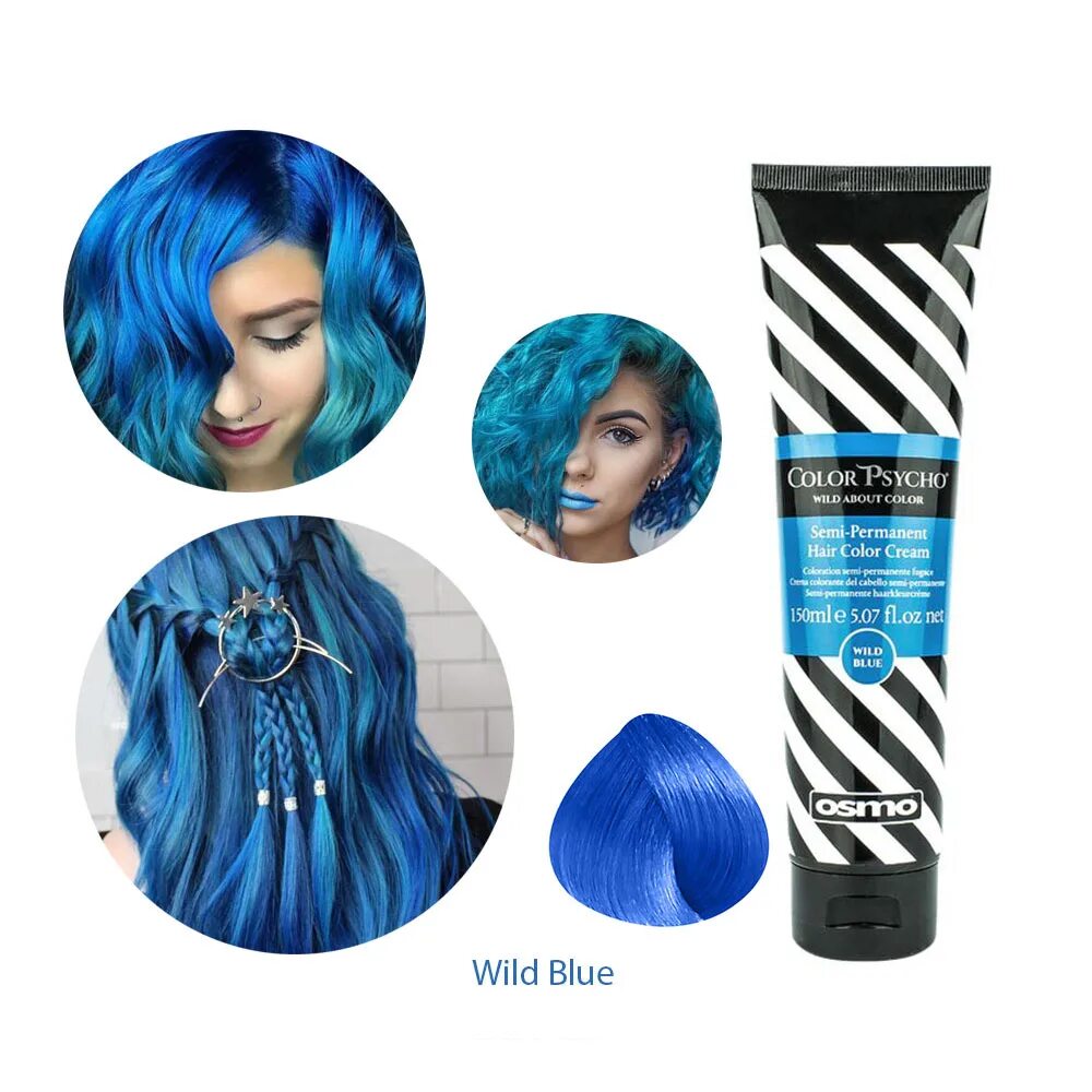 Хорошая синяя краска. Краска color psycho wild. краска для волос osmo color psycho wild cobalt синий дикий, 150 ml. краска для волос цветеач. синяя краска для волос.