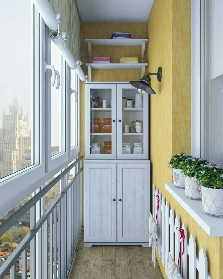 Балкон со шкафом фото. Шкаф на балкон. Стеллаж на балкон. Шкаф на маленький балкон. Интерьер балкона.