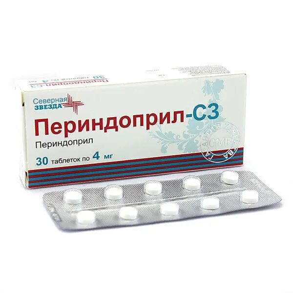Периндоприл-СЗ таблетки 4 мг 30 шт., цены от 199 ₽, купить в аптеках Глазова Мег