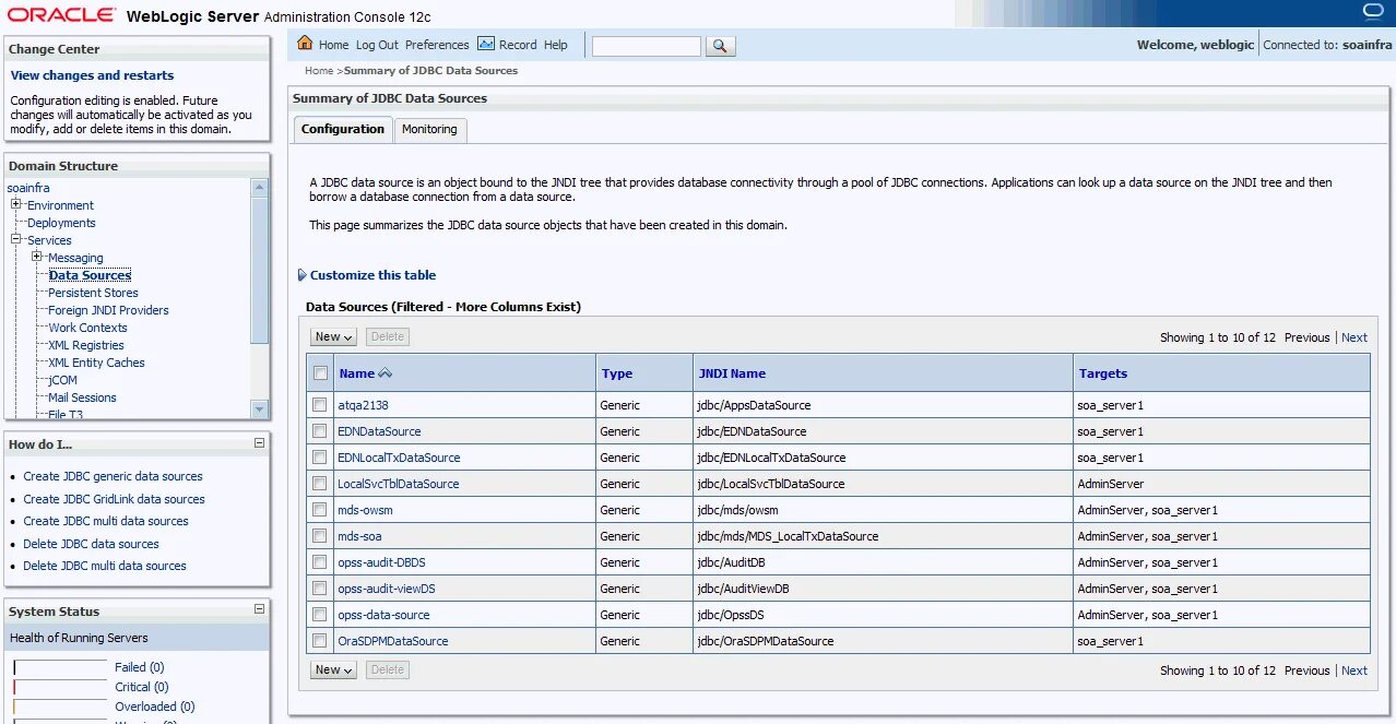 Failed to configure a datasource