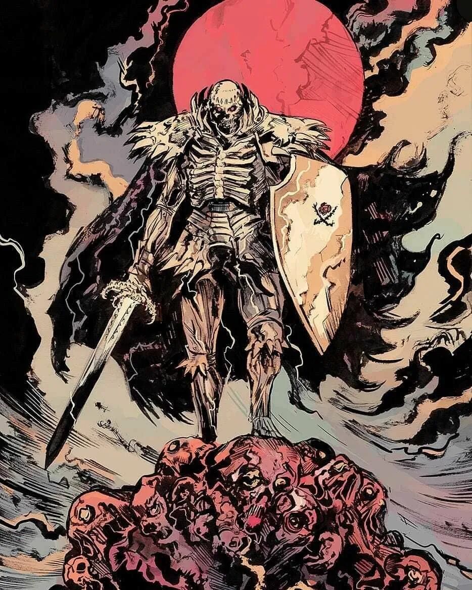 Картинки skelet berserk. Рыцарь череп берсерк 1997. Рыцарь скелет берсерк. Аниме берсерк рыцарь череп. Король гейзерих берсерк.