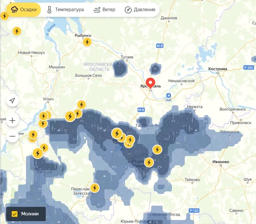 Дождь на карте в реальном времени москва