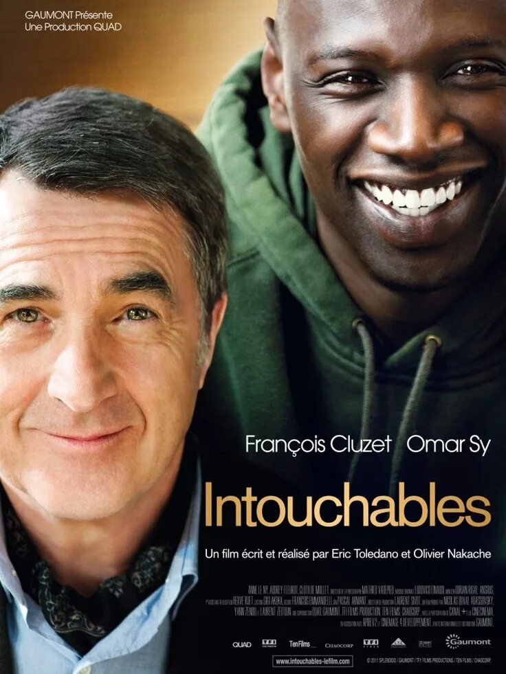 +1 (Неприкасаемые) (intouchables) 2011. 1+1 / Intouchables Постер. Франсуа Клюзе и Омар си.