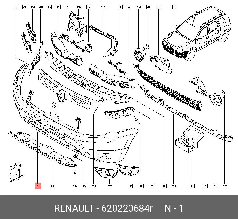 Детали renault. Детали переднего бампера Рено Дастер. Элементы переднего бампера Рено Логан-2. Детали бампера Рено Логан 2. Рено Дастер передняя часть кузова схема.