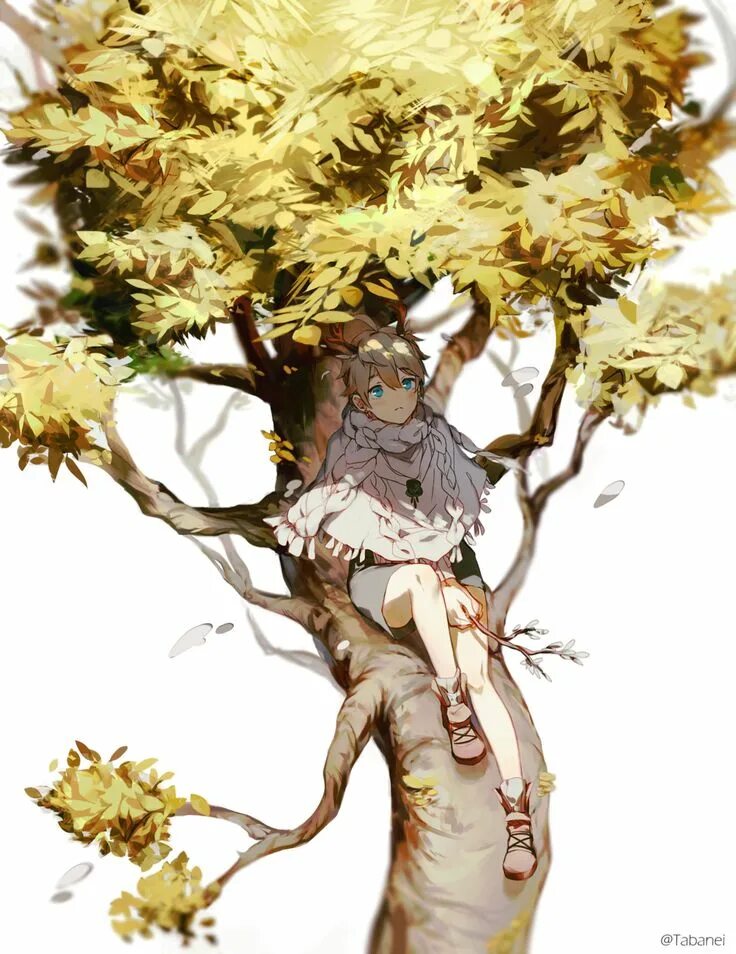By a tree
