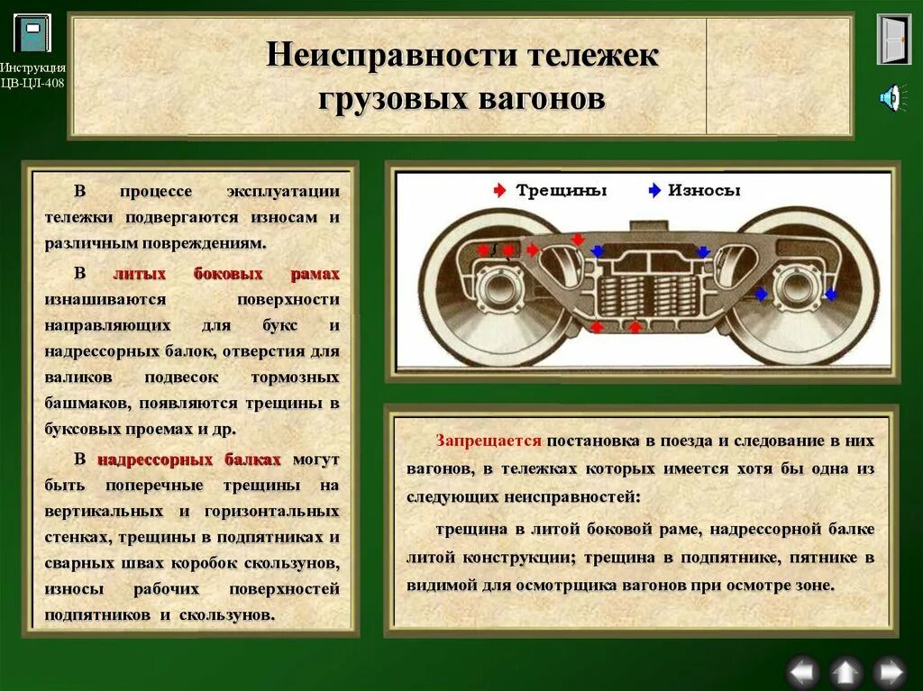 На какой позиции осмотра. Неисправности рамы тележки полувагона. Неисправности тележки 18-100 грузового вагона. Неисправности тележек грузовых вагонов. Неисправности тележек пассажирских вагонов.