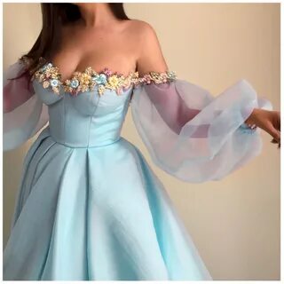 Вечернее платье с пышными рукавами