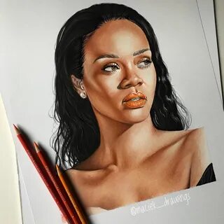 Celebrity Artwork, Celebrity Drawings, Rihanna Drawing, Pencil Drawings, Ar...