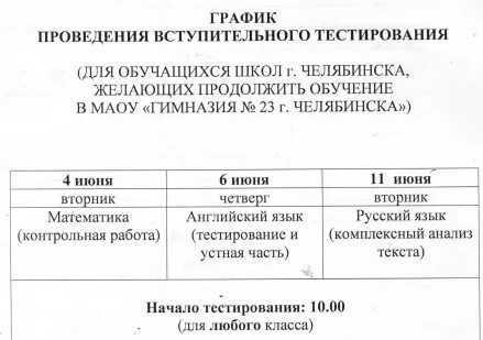 Тест гимназия