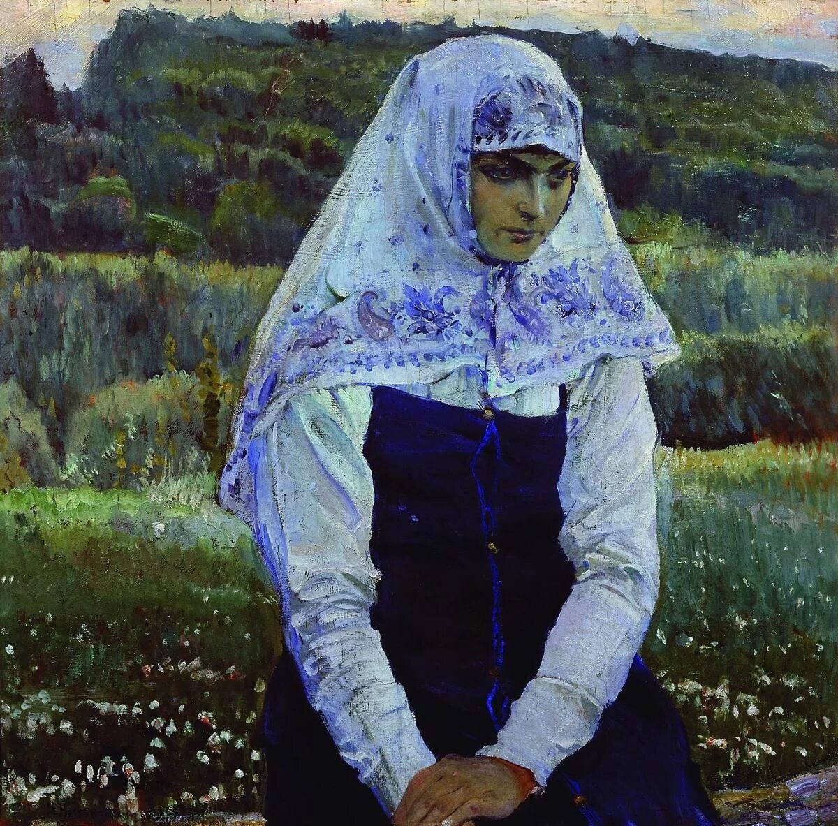 Покрылась платком. Христова невеста Нестеров 1887.