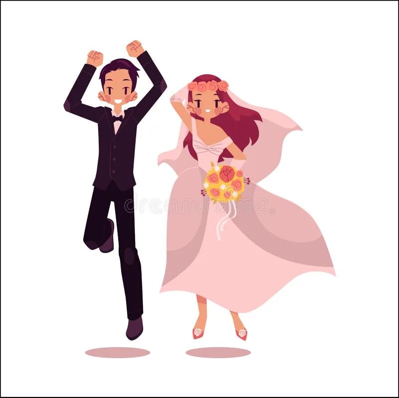 Жених и невеста вектор. Мультяшная свадьба Танцующие. Танец с невестой вектор. Флат свадебный бал