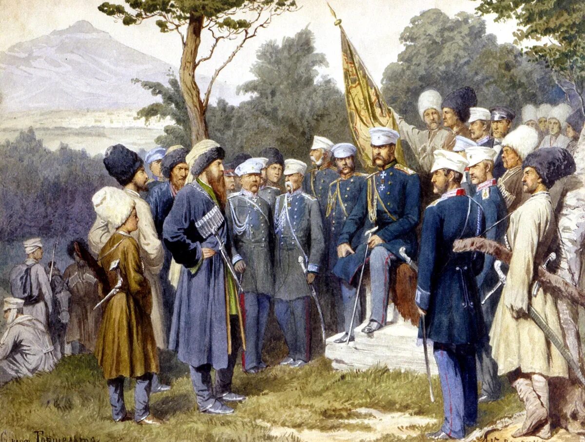 Правительство северного кавказа. Пленение имама Шамиля. Картина пленение Шамиля в 1859. Картина пленение имама Шамиля.