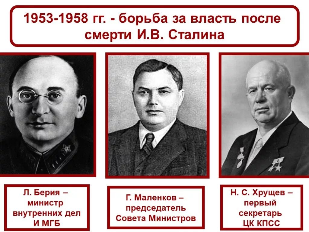 Борьба за власть победа хрущева. Берия Маленков Хрущев. Триумвират Берия Маленков Хрущев. Хрущев должность после смерти Сталина. Сталин, Хрущёв, Малинков.