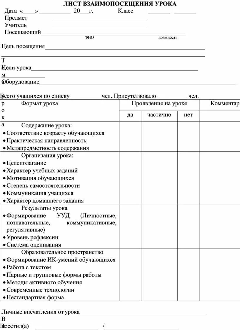 Анализ посещения уроков завучем. Бланк анализа посещение урока директором. Карта анализа урока по ФГОС В начальной школе образец. Схема анализа урока учителя пример.