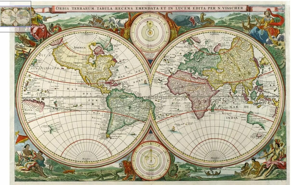 Мир вв. Карта земли 17 века.