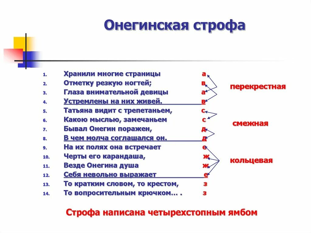 14 лирических строк. Схема онегинской строфы. Онегинская строфа. Онегинская строфа схема рифмовки. Виды строф в стихах.