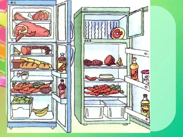 There is some in the fridge. Холодильник с продуктами. Холодильник с продуктами для английского языка. Рисование холодильник с продуктами. Нарисованный холодильник.