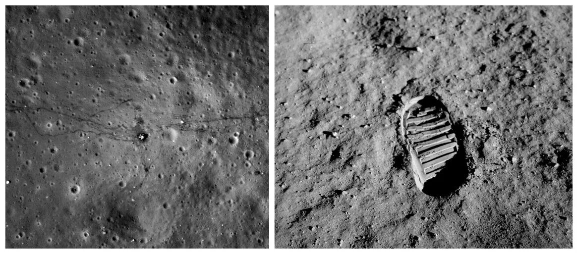 Следы луны 14 вк. Следы Аполлона 11 на Луне.