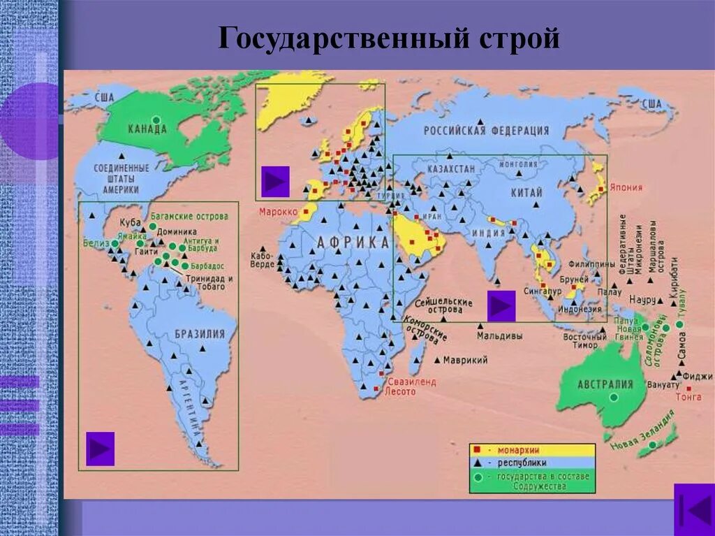 Крупные страны по правлению. Государственный Строй государства.