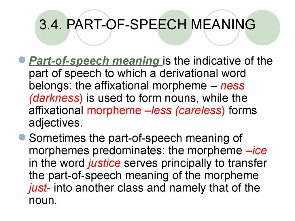 Speech meaning. Part-of-Speech meaning. Part of Speech meaning Morphemes. Structural Parts of Speech. Categorial meanings of Parts of Speech.